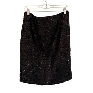 Sparkle‎ Sequin Pencil Skirt Black Size L Midi Elegant Evening Party